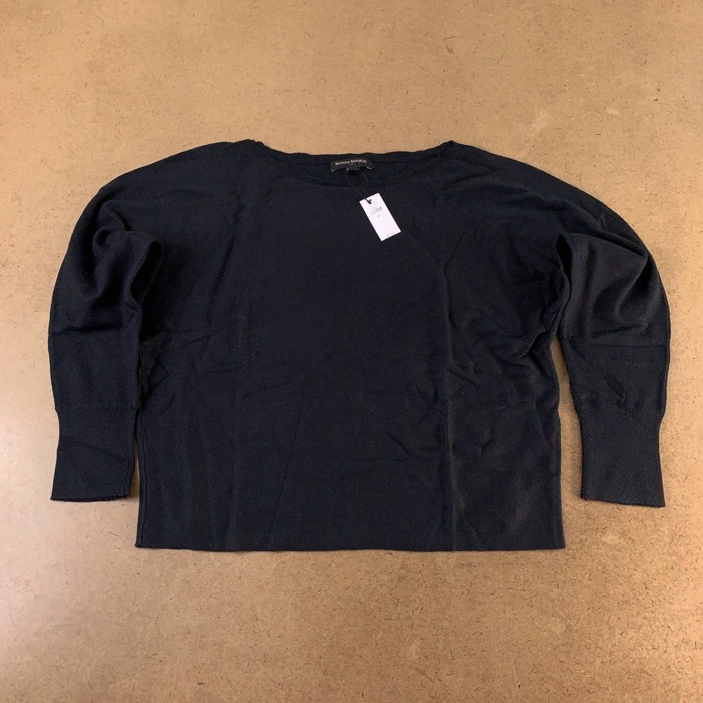 Banana Republic Womens Size‎ XS Black Long Sleeve Boat Neck Pullover Sweater NWT